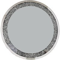 Round Large Jewel Wall Mirror Loose Diamante - Silver - thumbnail 1
