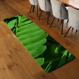Natural dark green leaves, long slender green leaves Designer Runner Rug - Green - thumbnail 3