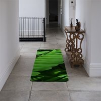 Natural dark green leaves, long slender green leaves Designer Runner Rug - Green - thumbnail 1