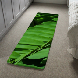 Natural dark green leaves, long slender green leaves Designer Runner Rug - Green - thumbnail 4
