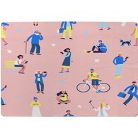 Different People With Mobile Phones And Gadgets Designer Rug - Pink / 150cm - thumbnail 1