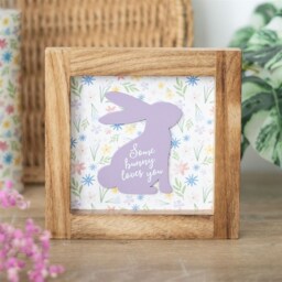Some Bunny Loves You Wooden Frame Sign For Spring Decor - Brown - thumbnail 3