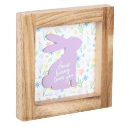 Some Bunny Loves You Wooden Frame Sign For Spring Decor - Brown - thumbnail 4