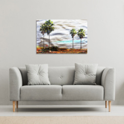 'Gold S and G Palm' Graphic Art Wrapped on Canvas - Green / 152cm - thumbnail 3