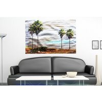 'Gold S and G Palm' Graphic Art Wrapped on Canvas - Green / 152cm