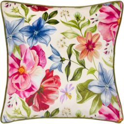 Nectar Garden Petunia Floral Piped Cushion - Cream / Polyester - thumbnail 2