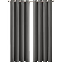 2 Pack Triple Layer Eyelet Blackout Curtain - Charcoal / 167cm / 137cm - thumbnail 1
