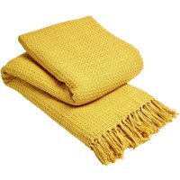 Lisbon Pure Cotton Honeycomb Throw - Ochre / 127cm / 152cm