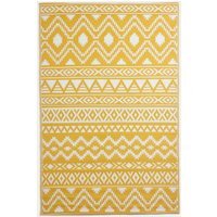 Homescapes Outdoor Rug Luxury Waterproof Reversible Recycled, Yellow Anna Aztec - Yellow / 180cm - image 1