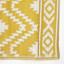 Homescapes Outdoor Rug Luxury Waterproof Reversible Recycled, Yellow Anna Aztec - Yellow / 180cm - thumbnail 4