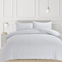 3D Embossed Pattern Duvet Set - White / super king