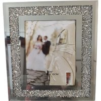 Crushed Crystal Photo Frame Jewel Mirror Diamante Picture Frame XS - Silver - thumbnail 1
