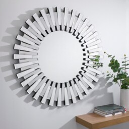 Starburst Medium Silver Round Modern Mirror - Silver - thumbnail 2