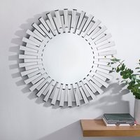Starburst Medium Silver Round Modern Mirror - Silver - thumbnail 1