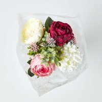 Homescapes Poppy  Rose Orange and Yellow Artificial Bouquet - Orange - image 1
