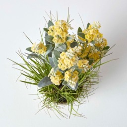 Homescapes Artificial Yellow Lavender Plant in Metallic Ceramic Pot, 66 cm Tall - Yellow - thumbnail 3