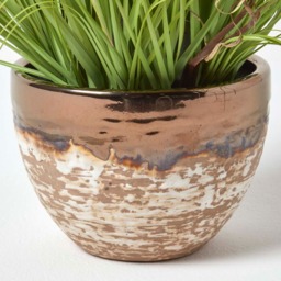 Homescapes Artificial Yellow Lavender Plant in Metallic Ceramic Pot, 66 cm Tall - Yellow - thumbnail 4