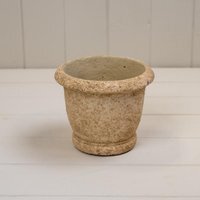 Charming Tan Round Clay Cement Urn Pot - Tan