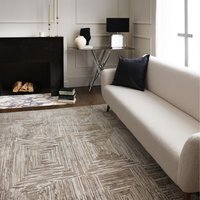 Iona Beige Textured Squares Pattern Rug - Beige / 230cm