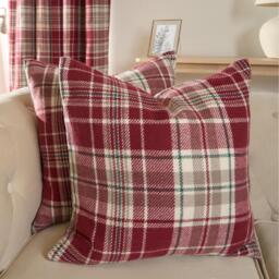 Pack Of Dorset Woven Check Cushion Covers - Red / 2 - thumbnail 5