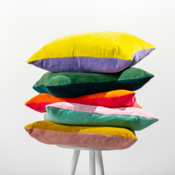 Tanda Velvet Cushion - Mint-Pink / Polyester - thumbnail 2