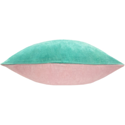 Tanda Velvet Cushion - Mint-Pink / Polyester - thumbnail 4
