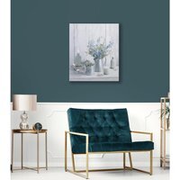 Something Blue LED Lights Candles and Floral Printed Canvas Wall Art - Grey and Blue - thumbnail 1
