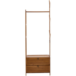 Multi-functional Wooden Coat Rack with Storage Drawers - Brown - thumbnail 3