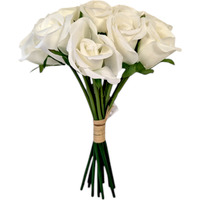 Artificial Rose Bouquet - 13 Stems - White