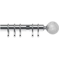 25-28mm Crystal End Chrome Metal Curtain Pole Set - Chrome / 200cm