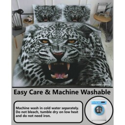 3D Animal Panel Print Duvet Set Premium Polycotton Bedding - Grey / Double - thumbnail 2