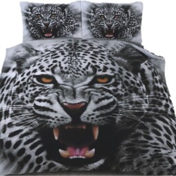 3D Animal Panel Print Duvet Set Premium Polycotton Bedding - Grey / Double - thumbnail 5