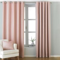 Set of 2 Atlantic Twill Woven Room Darkening Eyelet Curtains - Blush / 183cm / 168cm - image 1