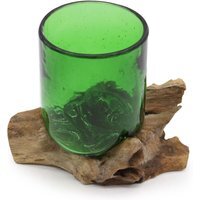 Recycled Beer Bottles Beer Glass on Wood - Brown