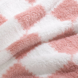 Plush Reversible Checkered Throw Blanket - Soft and Cozy - Pink + White / 200cm / 150cm - thumbnail 2