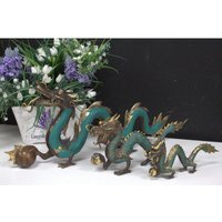 Brass Fengshui Dragon with Ball Ornament - Turquoise