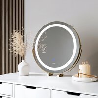 Round Touch Sensor LED Light Mirror - Gold