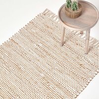 Homescapes Horizon Neutral Chevron Hemp Chindi Rug - Natural / 150cm - image 1