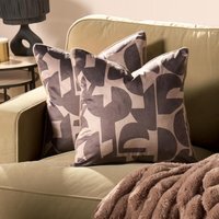 OHS Abstract Print Cushion Covers - Brown / Machine washable at 30°C. Tumble dry friendly. Do not bleach or iron.