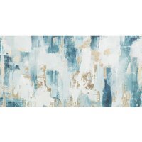 Cyan Gold Foil Abstract Canvas - Blue - image 1