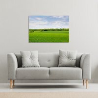 Summer landscape with hilly green field and forest in the distance Canvas Print - Green / 101cm / 127cm - image 1
