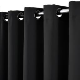 Plain Blackout Thermal Eyelet Curtains  - Black / 167cm / 38cm / 137cm - thumbnail 2