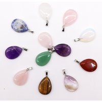 Assorted Gemstone Teardrop Pendants for Jewelry Crafts - Multi