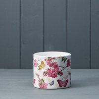 Rustic White Floral Butterfly Pot - Multi