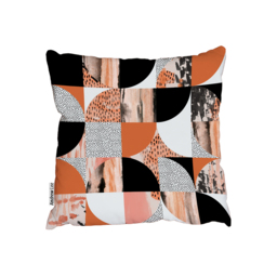 Geometric Semicircles , Squares Outdoor Cushion - Orange / 60cm - thumbnail 2