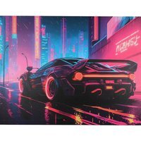 Neon City Sports Car Canvas - Pink - thumbnail 1