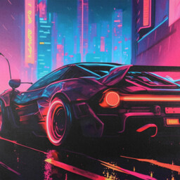 Neon City Sports Car Canvas - Pink - thumbnail 2