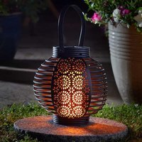 Solar Garden Lantern LED Flame Effect - Black