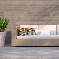 Art vintage white peonies and gold orange asters Outdoor Cushion - Orange / 60cm - thumbnail 1