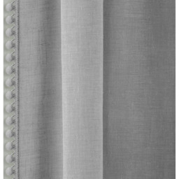 Pair of Slot Top Sheer Voile Panels with Pom-Pom Trim - Grey / 122cm - thumbnail 5